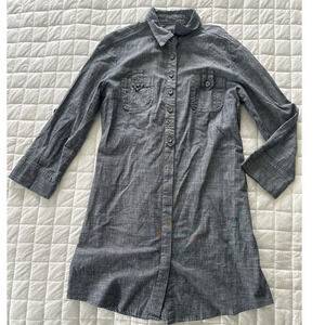 Anthropologie Fei Shirt Dress Womens Medium Blue Gray Shift Minimalist Lagenlook